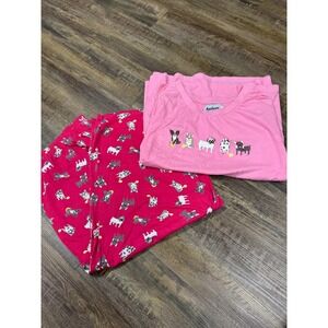 Anthony Richards Womens Pink Dog Print Pajama Set 2pc Short Sleeve Plus Size 2XL
